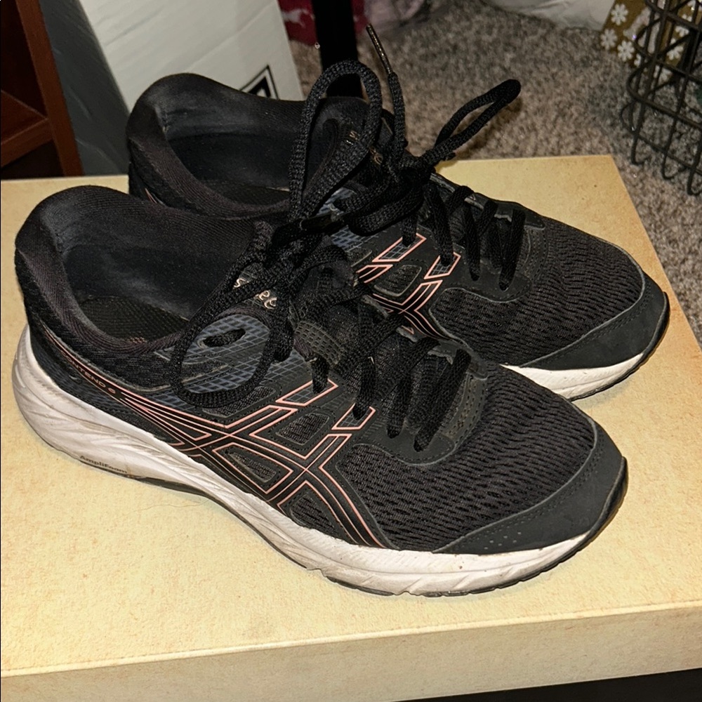 ASICS Women's Dark Navy and Pink Athletic Shoes